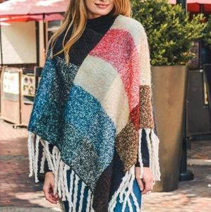 Chevron knit poncho